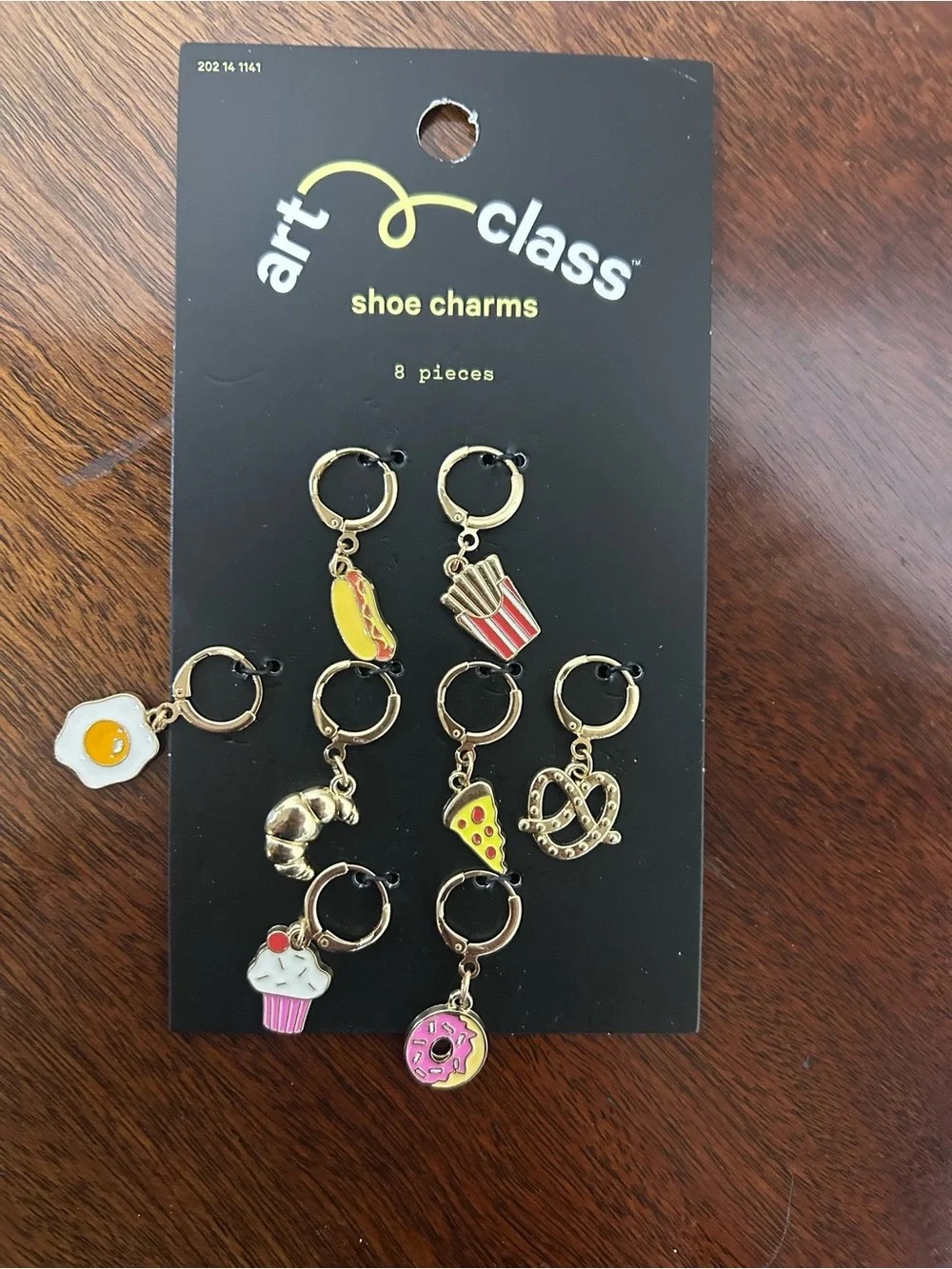 art class Gold Food-Themed Shoe Charms with Multicolor Accents